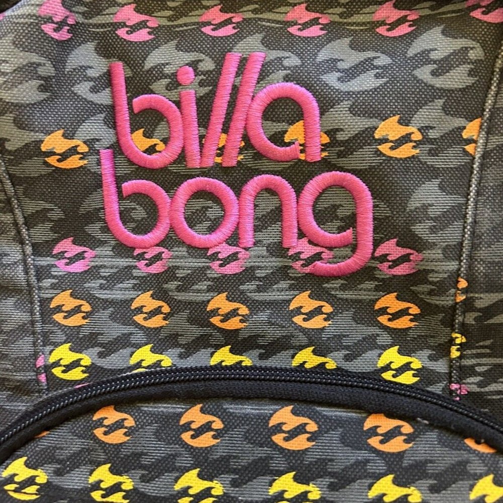 Vintage Billabong Canvas Backpack Black Pink zippered Pocket